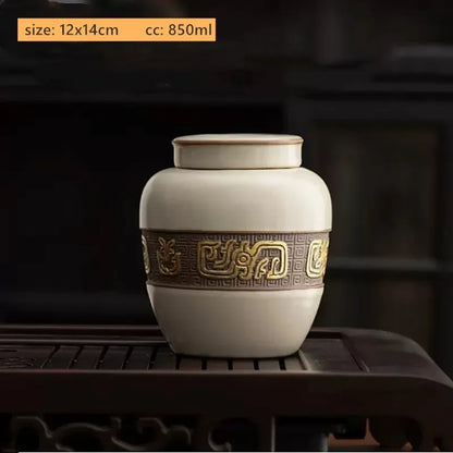 Antique Style Ceramic Tea Tin Handmade Tea Bag Storage Jar Sealed Against Moisture Coffee Container Kitchen Tea Accessories