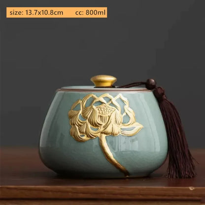 Antique Style Ceramic Tea Tin Handmade Tea Bag Storage Jar Sealed Against Moisture Coffee Container Kitchen Tea Accessories