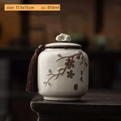 Antique Style Ceramic Tea Tin Handmade Tea Bag Storage Jar Sealed Against Moisture Coffee Container Kitchen Tea Accessories