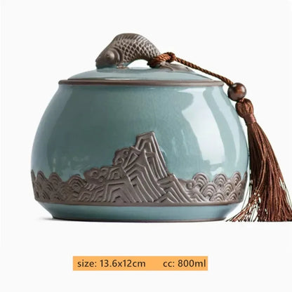Antique Style Ceramic Tea Tin Handmade Tea Bag Storage Jar Sealed Against Moisture Coffee Container Kitchen Tea Accessories