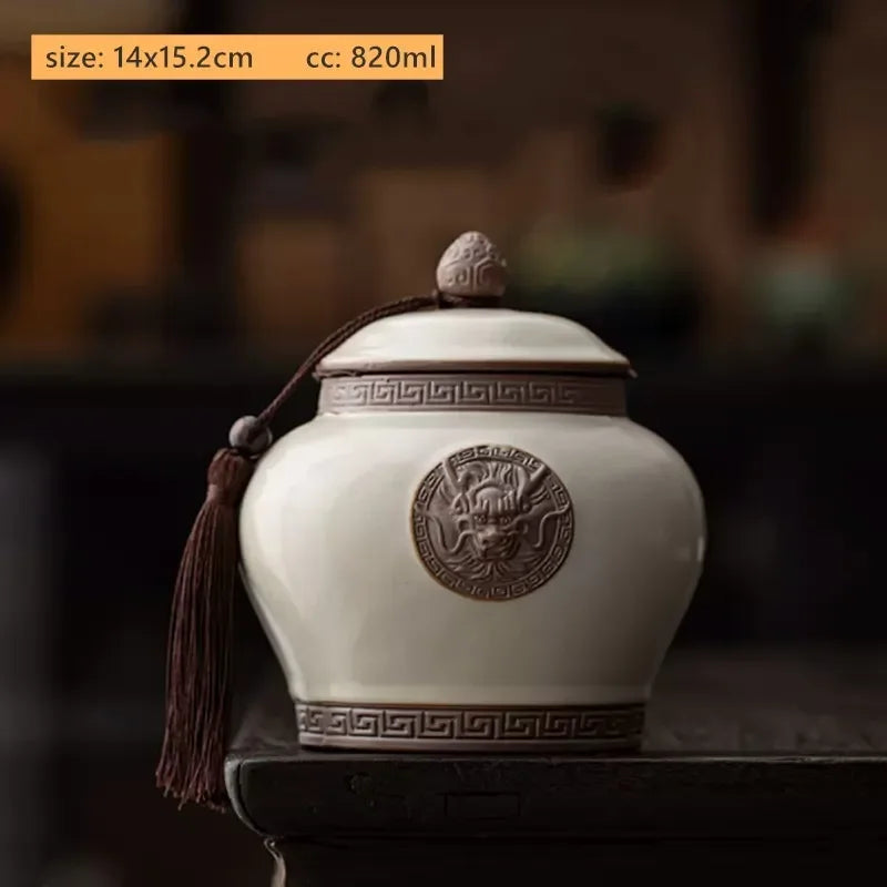 Antique Style Ceramic Tea Tin Handmade Tea Bag Storage Jar Sealed Against Moisture Coffee Container Kitchen Tea Accessories