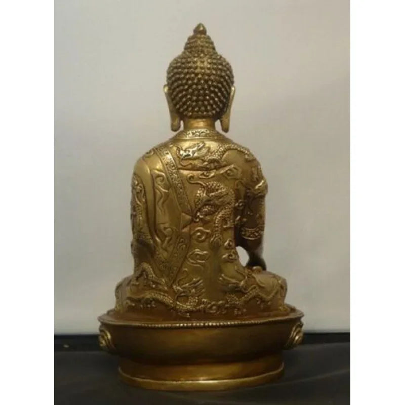 Antique Tibetan Buddhism Shakyamuni Budda Jodamo Siddharma Buddha Dragon Statue