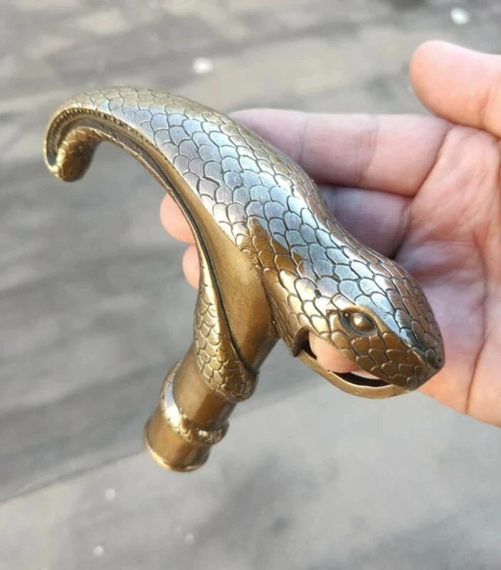 Antique Victorian Walking Stick with Bronze Gun Head Holding snake