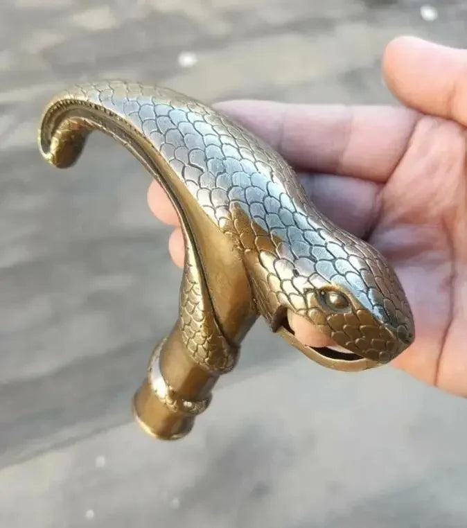 Antique Victorian Walking Stick with Bronze Gun Head Holding snake