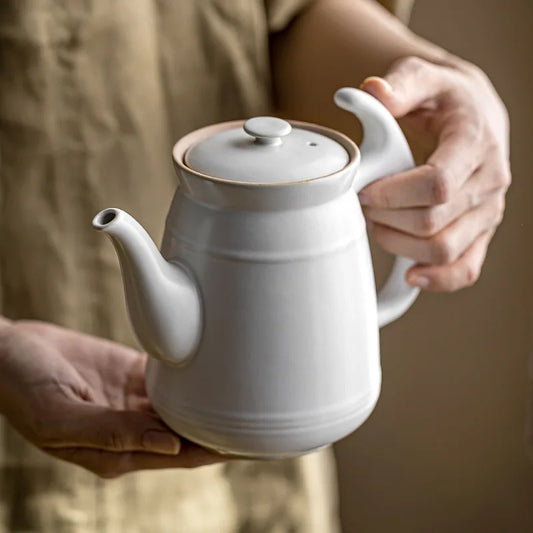 Antique White Glaze Large Teapot Ceramic  Single Teapot Water Pitcher Heating Anti-Scald Filtering Pot Teapot Kettle Tea Kettle