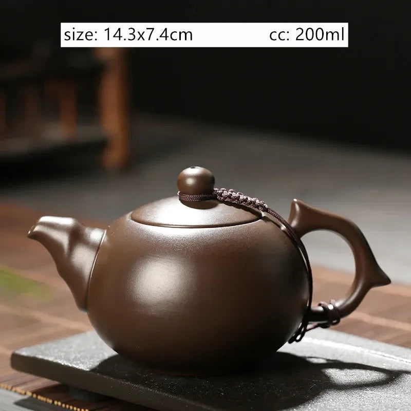 Antique Yixing Purple Clay Tea Pot Raw Ore Zhu Mud Beauty Kettle Chinese Zisha Tea Set Customized Ball Hole Filter Teapot