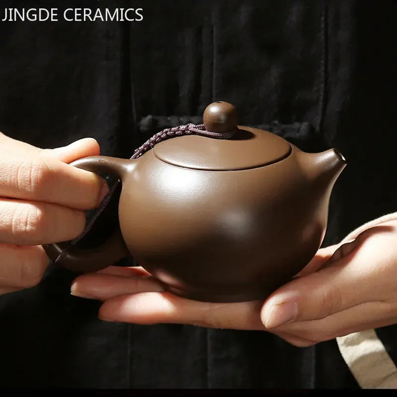Antique Yixing Purple Clay Tea Pot Raw Ore Zhu Mud Beauty Kettle Chinese Zisha Tea Set Customized Ball Hole Filter Teapot