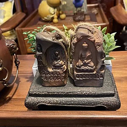 Antique and Retro Chinese Zen Decorative Ornaments, Tea Room, Household Living Room, Study Flower Pot Base, Home Decor