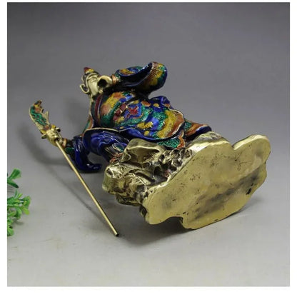 Antique bronze China statue of Guan Gong ornaments copper enamel color process brass ornaments luy