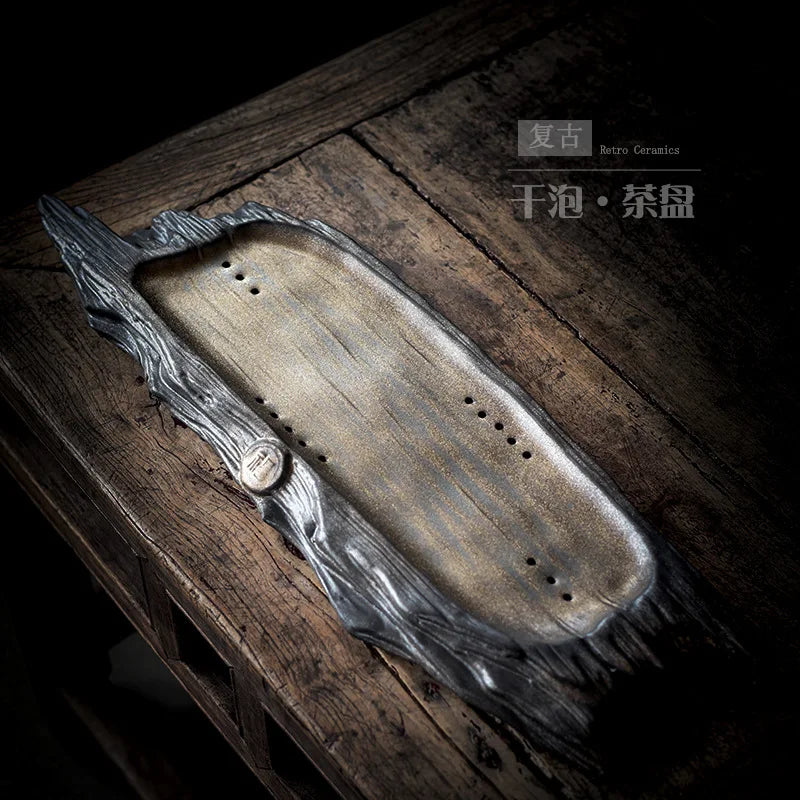 Antique ceramic tea tray teahouse creatively makes old imitation wood tea tray to dry soak small tea table and tea sea tea tray