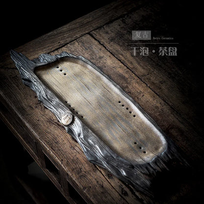 Antique ceramic tea tray teahouse creatively makes old imitation wood tea tray to dry soak small tea table and tea sea tea tray