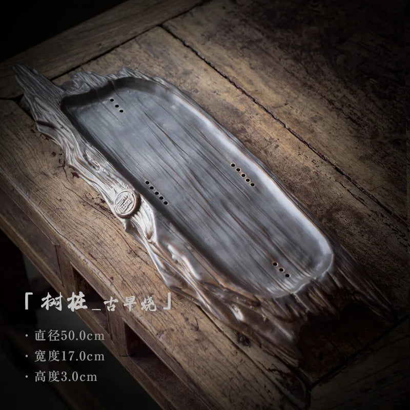 Antique ceramic tea tray teahouse creatively makes old imitation wood tea tray to dry soak small tea table and tea sea tea tray