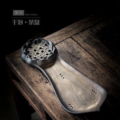 Antique ceramic tea tray teahouse creatively makes old imitation wood tea tray to dry soak small tea table and tea sea tea tray