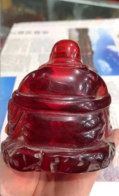 Antique crafts antique amber miscellaneous Home Furnishing Succinum gold Buddha sit home decoration