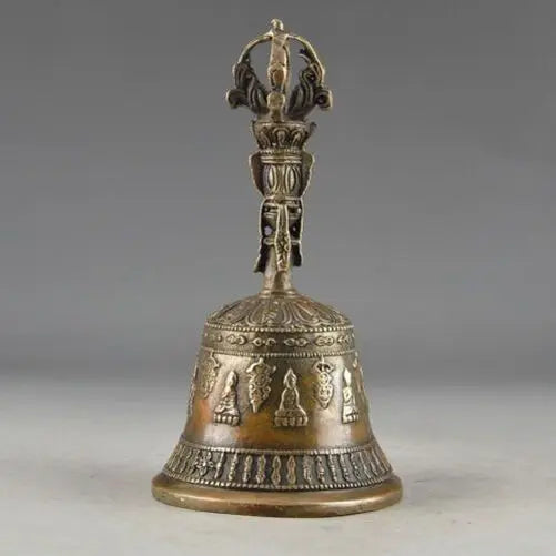 Antiques CHINA Ancient Brass handwork hammered exorcism statue superb bell