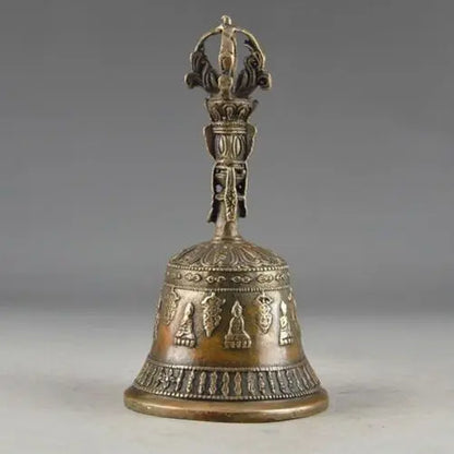 Antiques CHINA Ancient Brass handwork hammered exorcism statue superb bell