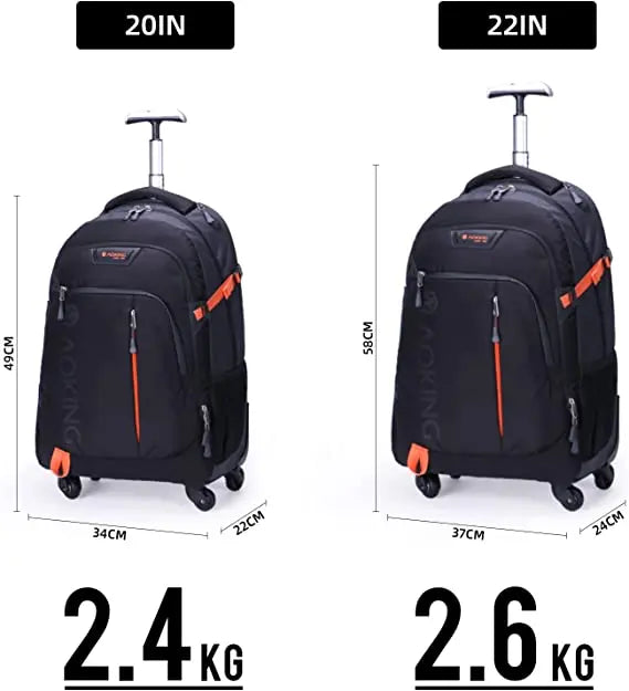 Aoking  22 Inch Water Proof Rolling Luggage Backpack 20 Inch Men Business Travel Trolley Bag with Wheels Rolling Suitcase Bag