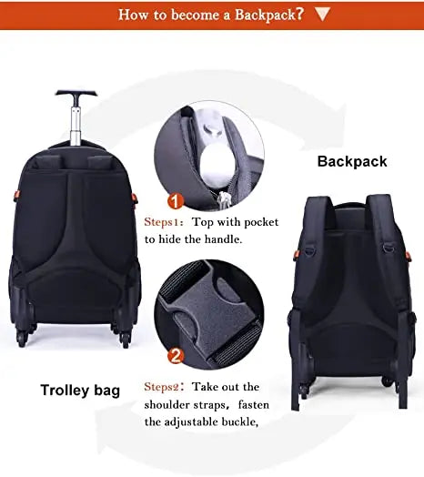 Aoking  22 Inch Water Proof Rolling Luggage Backpack 20 Inch Men Business Travel Trolley Bag with Wheels Rolling Suitcase Bag