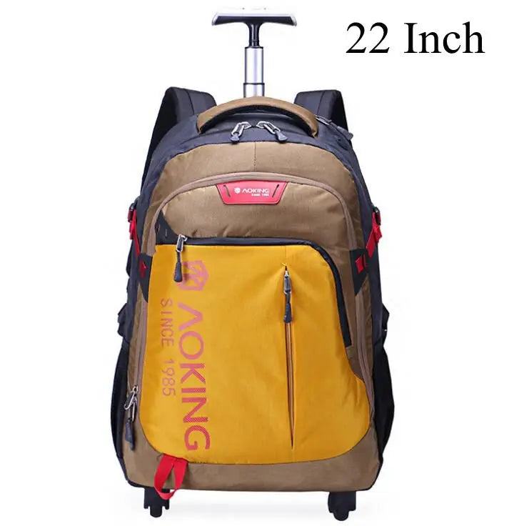 Aoking Travel Trolley Luggag Rolling Backpack College Wheeled Bag Men Carry On Laptop Backpack Bag Travel trolley bag with wheel