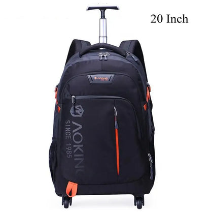 Aoking Travel Trolley Luggag Rolling Backpack College Wheeled Bag Men Carry On Laptop Backpack Bag Travel trolley bag with wheel