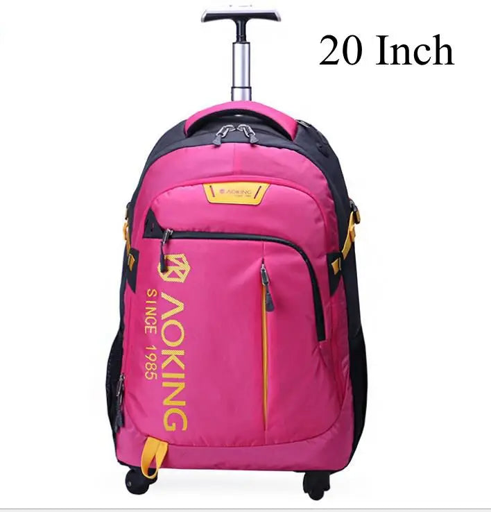 Aoking Travel Trolley Luggag Rolling Backpack College Wheeled Bag Men Carry On Laptop Backpack Bag Travel trolley bag with wheel
