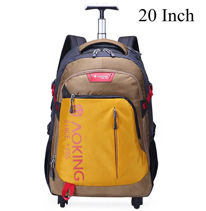 Aoking Travel Trolley Luggag Rolling Backpack College Wheeled Bag Men Carry On Laptop Backpack Bag Travel trolley bag with wheel