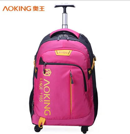 Aoking Travel Trolley Luggag Rolling Backpack College Wheeled Bag Men Carry On Laptop Backpack Bag Travel trolley bag with wheel
