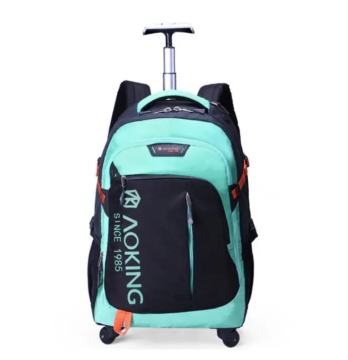 Aoking Travel Trolley Luggag Rolling Backpack College Wheeled Bag Men Carry On Laptop Backpack Bag Travel trolley bag with wheel