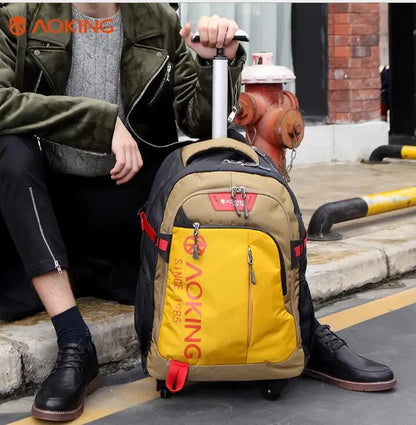 Aoking Travel Trolley Luggag Rolling Backpack College Wheeled Bag Men Carry On Laptop Backpack Bag Travel trolley bag with wheel