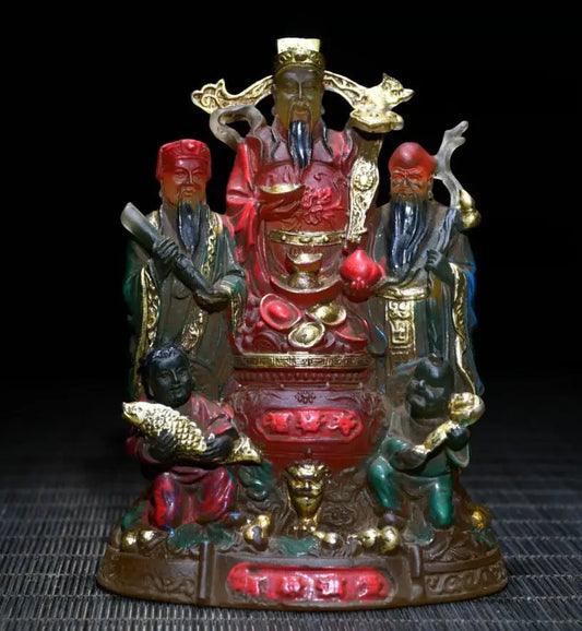 Archaize Coloured glaze Fu lu shou crafts statue