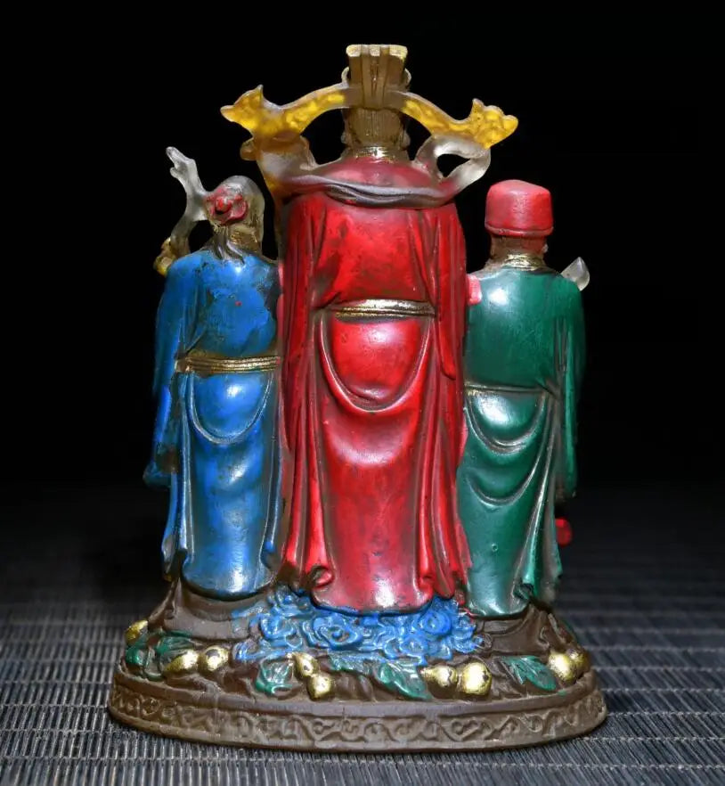 Archaize Coloured glaze Fu lu shou crafts statue