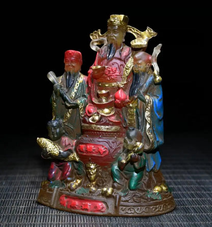 Archaize Coloured glaze Fu lu shou crafts statue