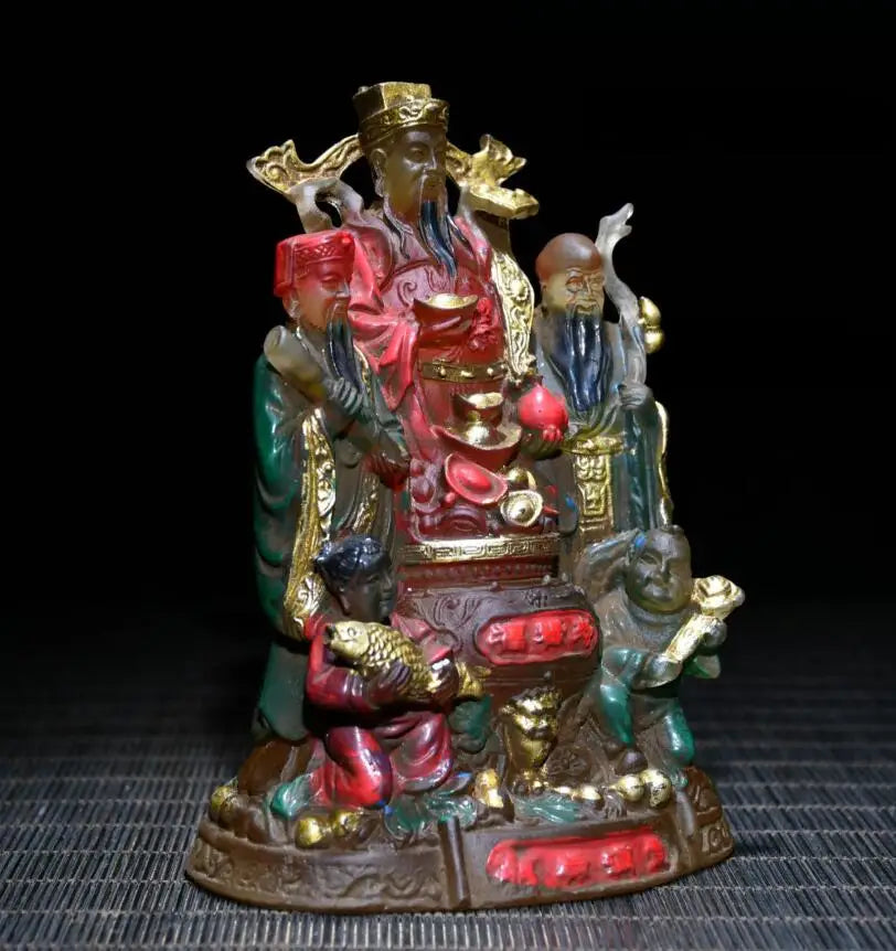 Archaize Coloured glaze Fu lu shou crafts statue