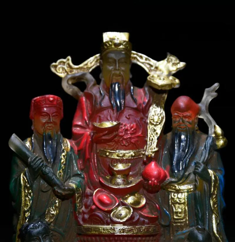 Archaize Coloured glaze Fu lu shou crafts statue