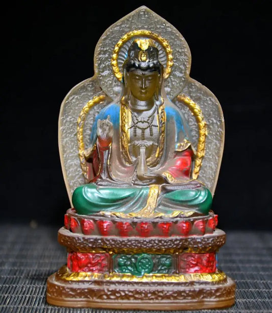 Archaize Coloured glaze Guanyin bodhisattva Buddha crafts statue