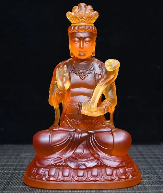 Archaize Coloured glaze Guanyin bodhisattva crafts statue