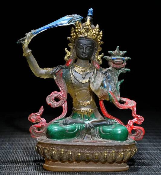 Archaize Coloured glaze Manjusri bodhisattva crafts statue