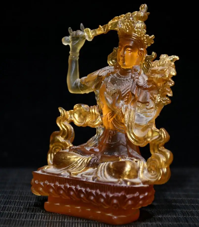 Archaize Coloured glaze Manjusri bodhisattva crafts statue