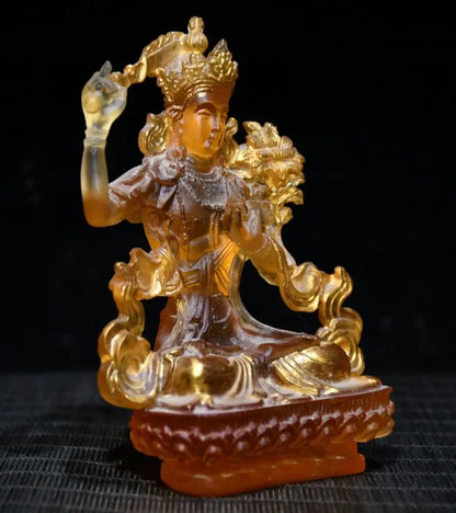 Archaize Coloured glaze Manjusri bodhisattva crafts statue