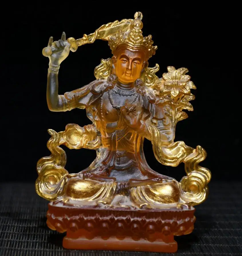 Archaize Coloured glaze Manjusri bodhisattva crafts statue