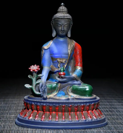 Archaize Coloured glaze Pharmacist Buddha crafts statue