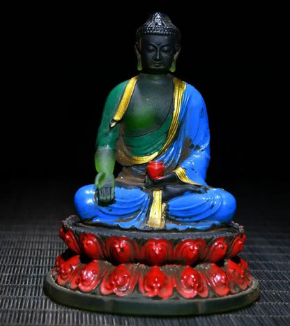 Archaize Coloured glaze Pharmacist Buddha crafts statue
