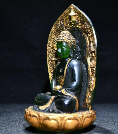 Archaize Coloured glaze Tathagata Buddha crafts statue