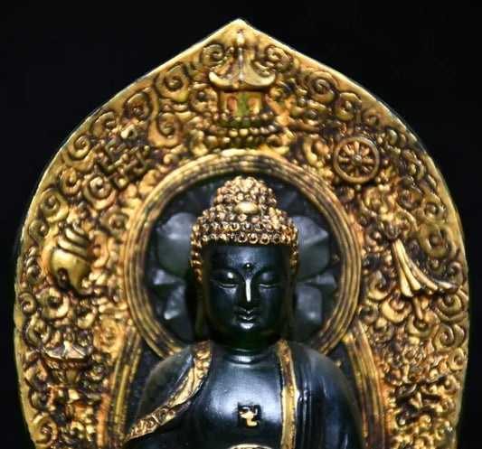 Archaize Coloured glaze Tathagata Buddha crafts statue