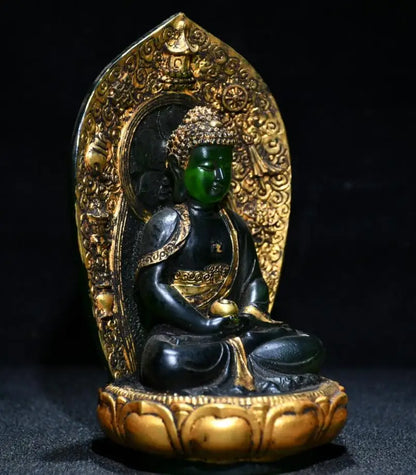 Archaize Coloured glaze Tathagata Buddha crafts statue