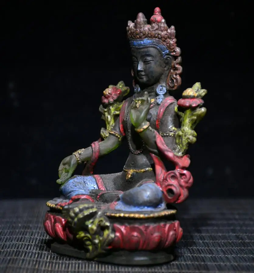 Archaize Coloured glaze Tibetan Buddha crafts statue