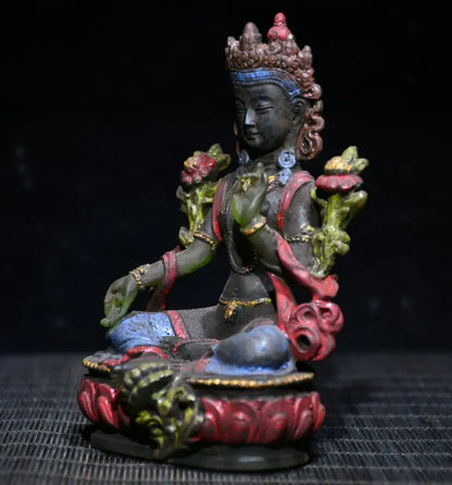 Archaize Coloured glaze Tibetan Buddha crafts statue