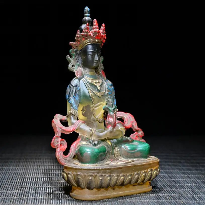 Archaize Coloured glaze Tibetan Buddha crafts statue