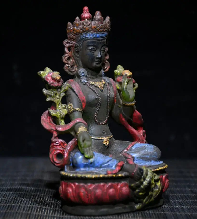 Archaize Coloured glaze Tibetan Buddha crafts statue
