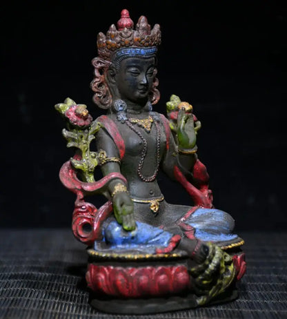 Archaize Coloured glaze Tibetan Buddha crafts statue